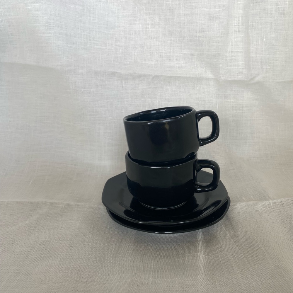 Chic Black Ceramic Esspresso Cup and Saucer Set